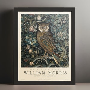 William Morris Poster Print | Owl In The Forest | High Quality Print | Forestcore Art Print | William Morris Owl | Vintage Wall Art