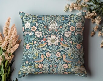 Cuscino William Morris / Cuscino di alta qualità / Cuscino floreale / William Morris Strawberry Thief / Copricuscino vintage + inserto