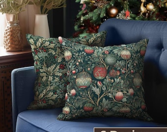 William Morris Christmas Pillow Cover | Christmas Balls | New Year Throw Pillow | Cushion Floral Decor | High End Print | Pillow Cover ONLY