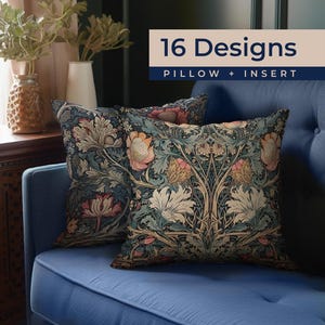 William Morris Throw Pillow | Vintage Floral Decoration | High End Pillow | Modern Farmhouse | William Morris Print | Pillow COVER + INSERT