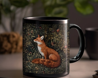 Tasse William Morris | Renard dans la forêt | Impression haute qualité | Coupe Fox | William Morris Fox | tasse en céramique vintage | Forêt secrète | 11 oz 15 oz