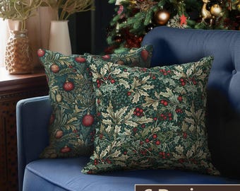 William Morris Christmas Pillow Cover | Christmas Balls | New Year Throw Pillow | Cushion Floral Decor | High End Print | Pillow Cover ONLY