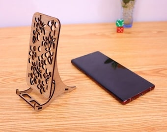 Laser cut files DXF SVG PDF Phone stand cnc Phone holder svg For phone cnc Mobile holder station cnc decor Digital Download cnc pattern Tool
