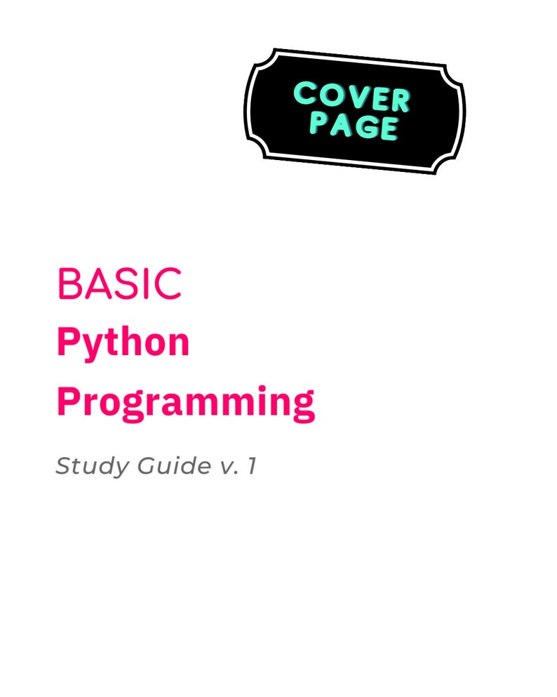 Basic Python Programming Study Guide V. 1 - Etsy