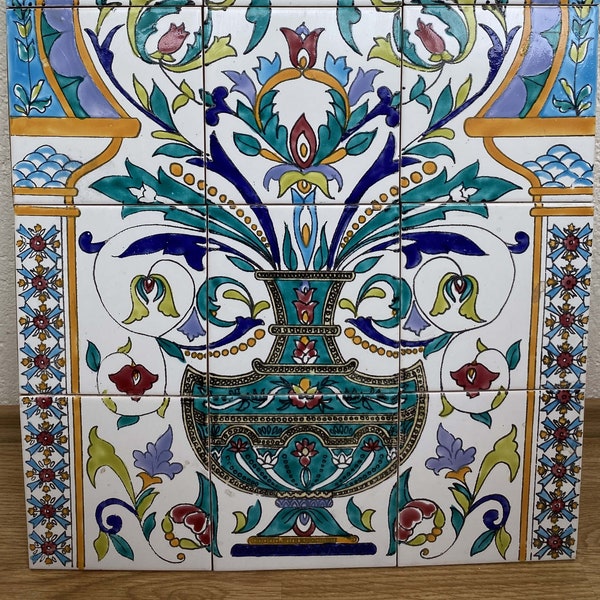 Paneles azulejo azul ceramica hechos a mano