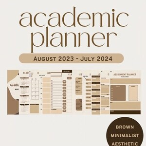 Academic Student Planner Template Brown Minimalistic (Aug 2023-Jul 2024)
