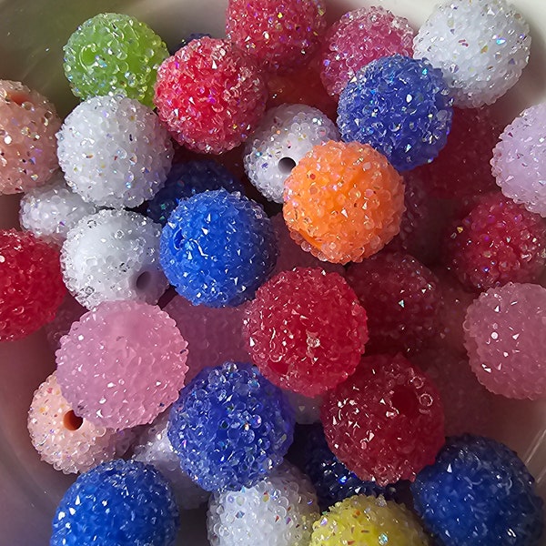 16 MM multi color solid sugar beads 15 ct