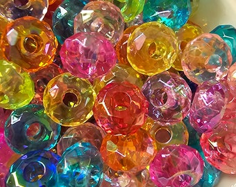 16 MM multi color clear spacer beads 25 ct