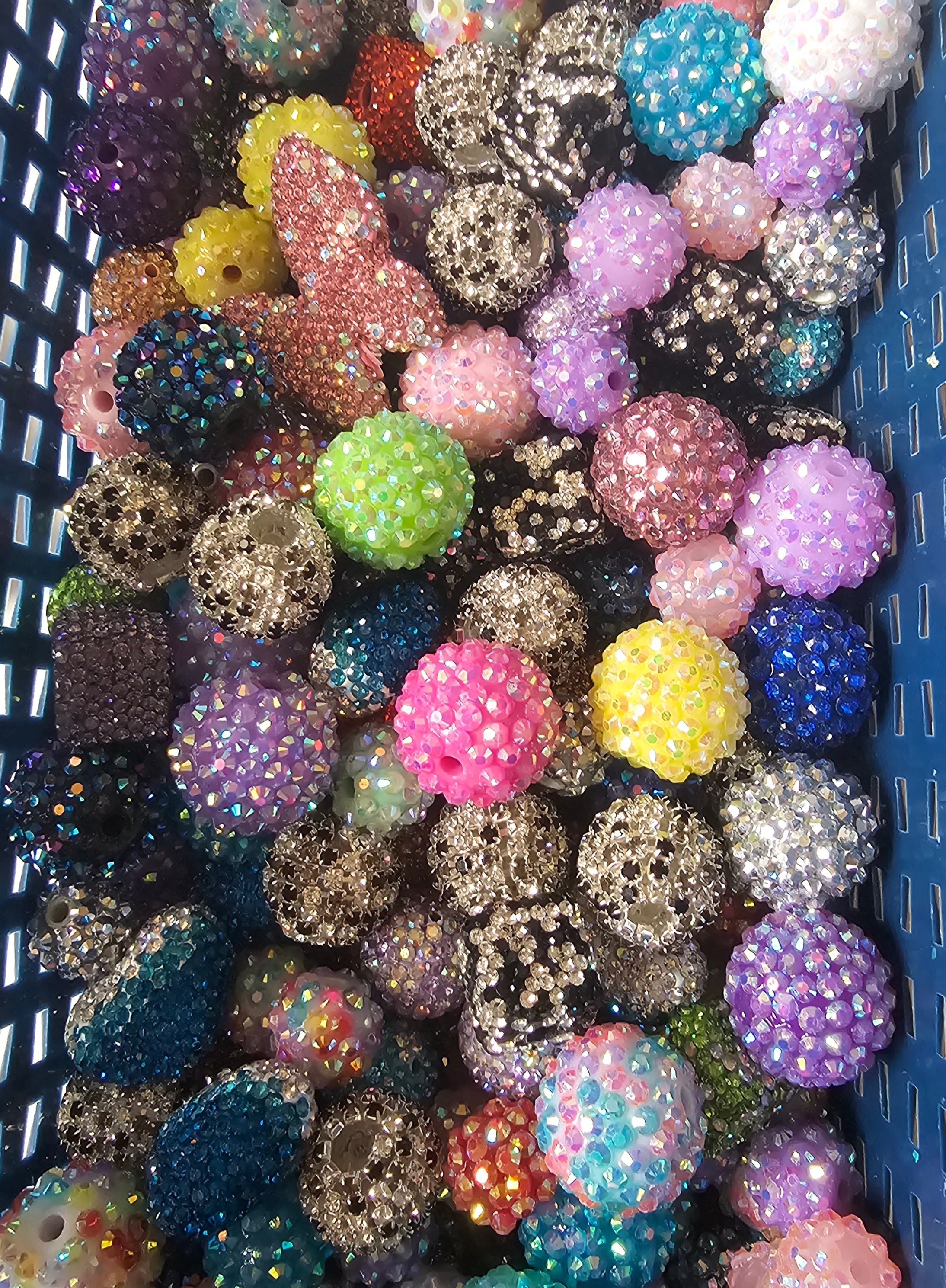 16mm Rhinestone Bubblegum Bead, Resin Beads in Bulk, Chunky Bubblegum Beads,gumball  Beads, Beading Supplies 