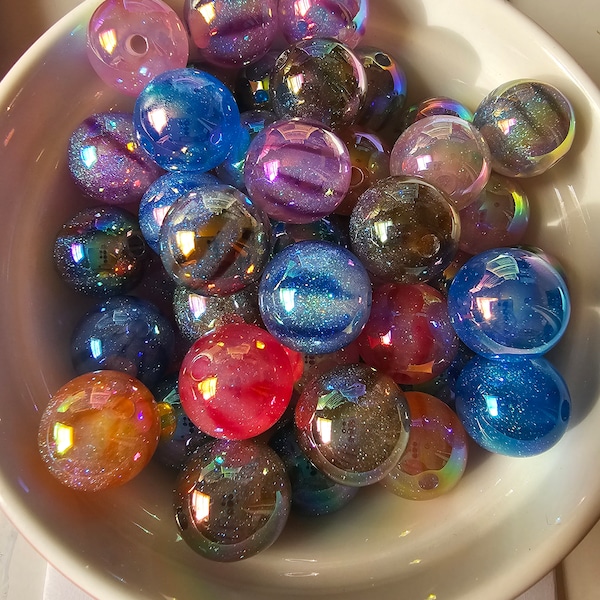 16mm glitter acrylic beads!! 30 count!!!!