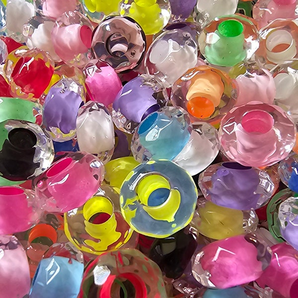 16 MM multi color DOUBLE LAYER clear spacer beads 25 ct!!!!