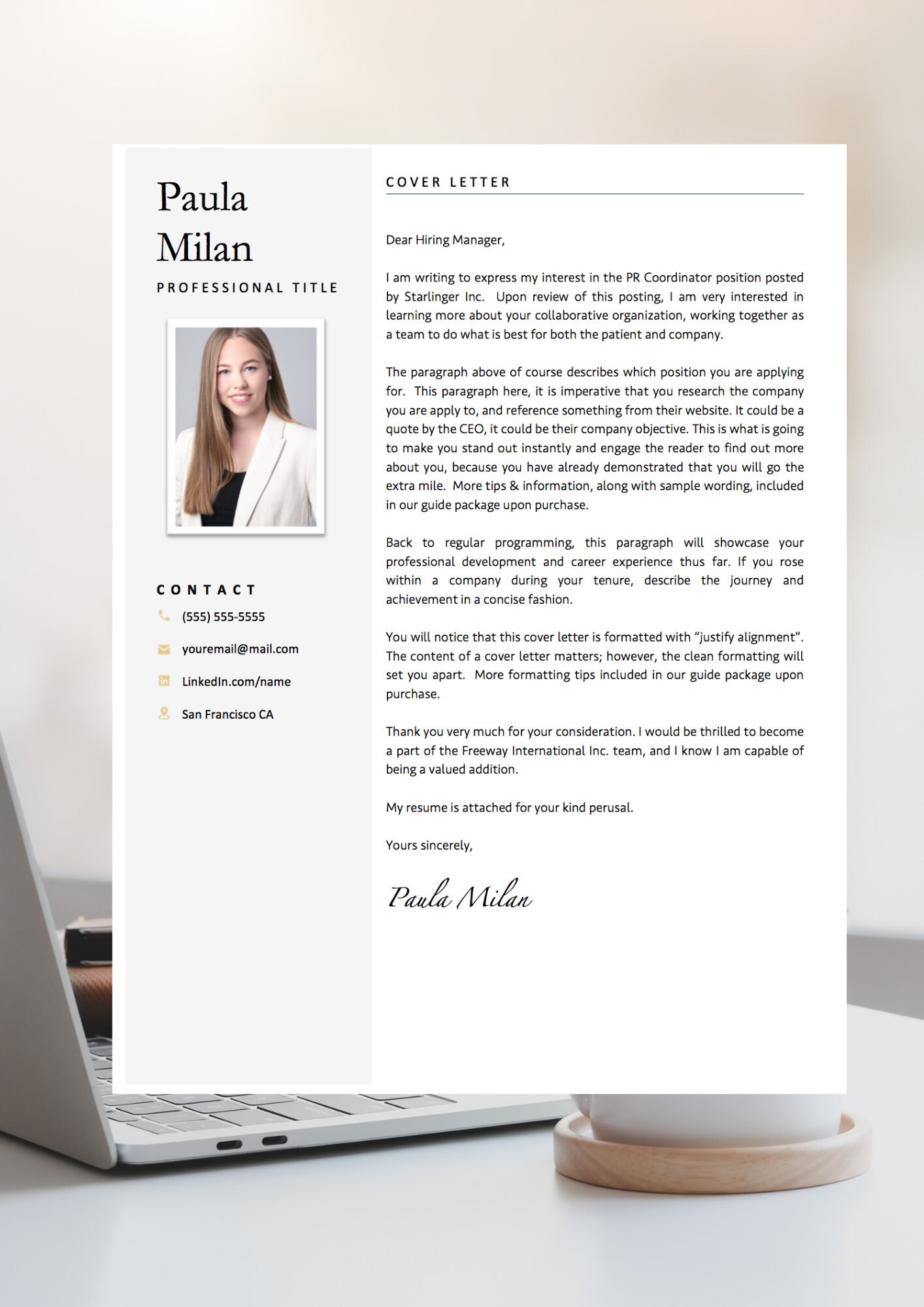 Modern Resume Template for Google Docs, Word, 1-2 Page Resume & Cover ...