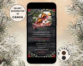 Convite para festa com vinho quente eCard Envie via WhatsApp Convite digital personalizável Convite para festa com vinho quente Festa com vinho quente Madeira Canva