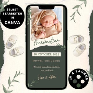 Annuncio di nascita Neutro da inviare tramite WhatsApp Annuncio di nascita digitale personalizzabile eCard Annuncio di nascita Annuncio di nascita digitale del bambino