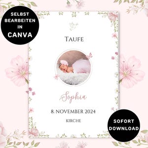 Libretto di battesimo personalizzato per ragazze, libretto di battesimo in chiesa stampabile, libretto di ordine di battesimo, libretto fotografico, modello di programma di battesimo, tela, chiesa, celebrazione, famiglia, fai da te