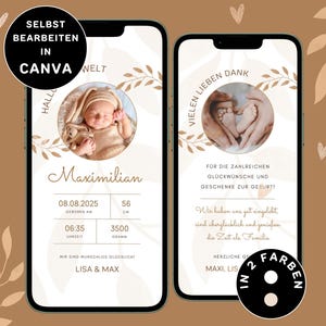Faire-part de naissance numérique neutre à envoyer via WhatsApp Faire-part de naissance Carte électronique personnalisable Faire-part de naissance Carte de remerciement photo Naissance
