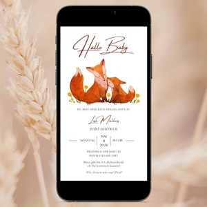 Digitale Einladung Baby Shower zum Versenden per WhatsApp Personalisierbar Digitale Einladung Babyparty eCard Baby Shower Tiere Babyparty