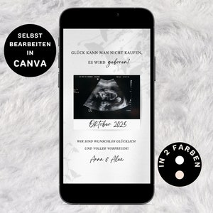 Annonce de naissance neutre à envoyer via Whatsapp Annonce de grossesse personnalisable Annonce de naissance minimaliste sur les réseaux sociaux