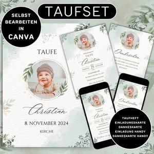 Conjunto de batismo convite neutro batismo para enviar via WhatsApp convite de batismo foto imprimível modelo de livreto de batismo personalizável cartão de agradecimento batismo