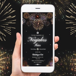 New Year&#39;s Invitation Digital to send via WhatsApp eCard New Year&#39;s Eve Party Invitation Template Instant Download Canva Template 1080 x 1920px