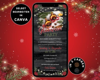 Convite para festa com vinho quente eCard para enviar via WhatsApp Convite digital personalizável para festa com vinho quente Convite para festa com vinho quente Madeira