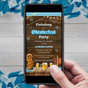 Digital Oktoberfest invitation to send via Whatsapp eCard Oktoberfest Personalizable Wiesn Beer Party O’zapft is! Canva template
