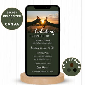 デジタル誕生日招待状 WhatsAppで送信 招待状 誕生日Eカード 招待状 誕生日パーティーのモチーフ ビールCanvaテンプレート