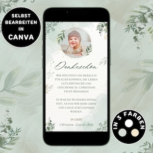 Digitale Dankeskarte Taufe Neutral zum Versenden per WhatsApp Danksagung Taufe Foto Personalisierbar eCard Dankeskarte Taufe Neutral Foto