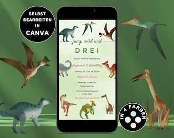 Digital children's birthday invitation dinosaur to send via WhatsApp eCard children's birthday dinosaur birthday invitation boy