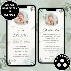 Convite digital de batismo para enviar via WhatsApp cartão de batismo com foto neutro personalizável eCard convite de batismo neutro cartão de agradecimento de batismo