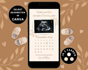 Digital Pregnancy Announcement to send via WhatsApp Personalizable Neutral Pregnancy Announcement Digital Baby Announcement