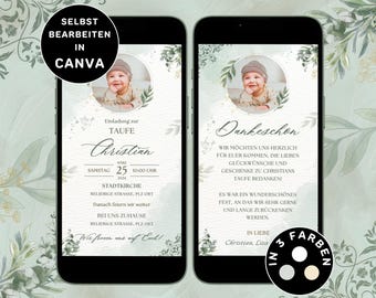 Invitación digital bautizo neutral para enviar por WhatsApp tarjeta bautizo foto personalizable eCard invitación bautizo neutral tarjeta agradecimiento bautizo