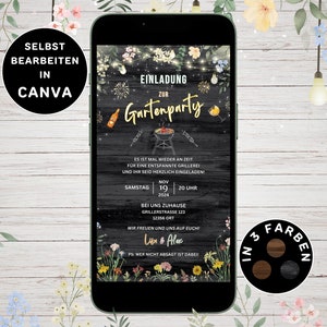 Invitation Garden Party Birthday to send via WhatsApp Digital Grilling Invitation Barbecue Party Birthday Invitation Summer Party Garden Party