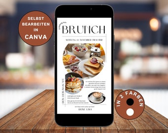 Einladung Brunch zum Versenden per WhatsApp Personalisierbar Digitale Einladung eCard Brunch Video Einladung Bruncheinladung 2 Farben Canva