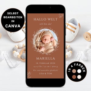 Anuncio de nacimiento digital para enviar por WhatsApp eCard de anuncio de nacimiento neutro personalizable Anuncio de nacimiento Anuncio de bebé neutro