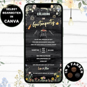 Invitation Birthday Garden Party to send via WhatsApp Digital Grilling Invitation eCatd Grill Party Birthday Invitation Garden Party Canva