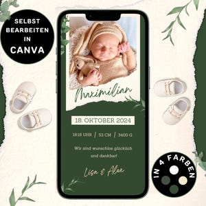 Digital birth announcement Neutral to send via WhatsApp Personalizable Photo birth announcement eCard Birth Announcement Neutral Baby Announcement