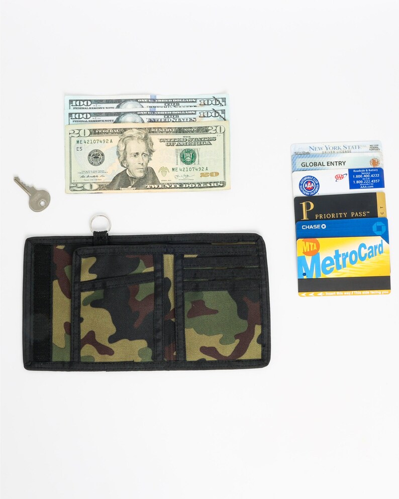 Men's Polyester Wallets 80s Style Mens Wallet Retro Bi-fold: Recycled Camouflage Army Camo ...