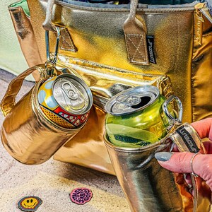Külzee™ Handle Can Cooler | Can Cooler Sleeve | Beer Can Coolers | Beach Can Holder | Insulated Can Cooler | Vegan Leather | Gold image 1