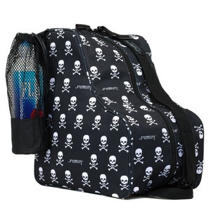 Skull Skate Bag Made w/ Recycled rPET | Retro Crossbody Roller Skate Bag for Women | Eco Black Rollerskate Bag | Cute Bag for Rollerskates