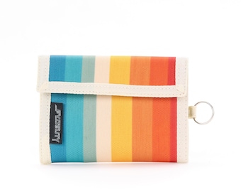 80s Wallet RFID - Retro Stripe Slim Wallet - Eco-Friendly RPET Material, RFID Protection, Compact Unisex Gift