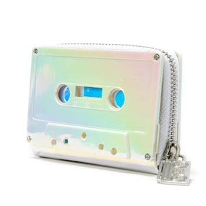 Monedero Fydelity con diseño de casete retro de los 80 / Monedero pequeño blanco para mujer / Regalo DIY para ella / Crea tu propio monedero con cintas de casete y personalízalo