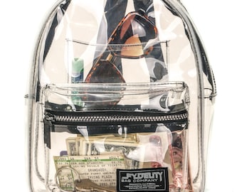 Clear Backpack Mini Transparent Bag - Compact Festival & Stadium Approved Size | Concert or Game Day Ready