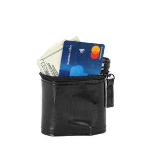 Cartera de pulsera Fydelity para mujer / Monedero de pulsera estilo años 80 / Monedero pequeño, bonito y oculto con cremallera y antirrobo / Negro metalizado