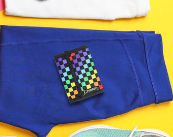 80s Wallet: Retro Checkered Rainbow Pride Design - Recycled rPET, Slim Bifold, Secure Hook & Loop Closure- Gift for Men Women Boys Girls
