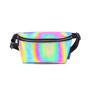 Reflective Rainbow Slim Fanny Pack - Adjustable Waist and Crossbody Bag bild 1
