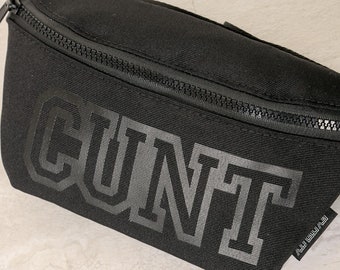 Fanny Pack | Crossbody Bag | Cross Body Bag | Small Fanny Pack | Sling Bag | Festival Rave Concert Black Fanny Pack | Cunt Black & Black