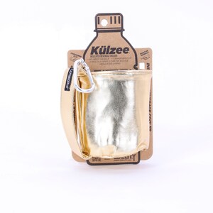 Külzee™ Handle Can Cooler | Can Cooler Sleeve | Beer Can Coolers | Beach Can Holder | Insulated Can Cooler | Vegan Leather | Gold image 2