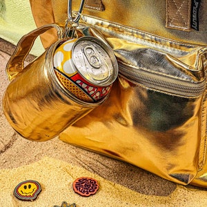 Külzee™ Handle Can Cooler | Can Cooler Sleeve | Beer Can Coolers | Beach Can Holder | Insulated Can Cooler | Vegan Leather | Gold image 6