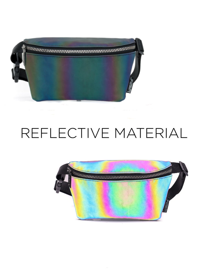 Reflective Rainbow Slim Fanny Pack - Adjustable Waist and Crossbody Bag bild 4